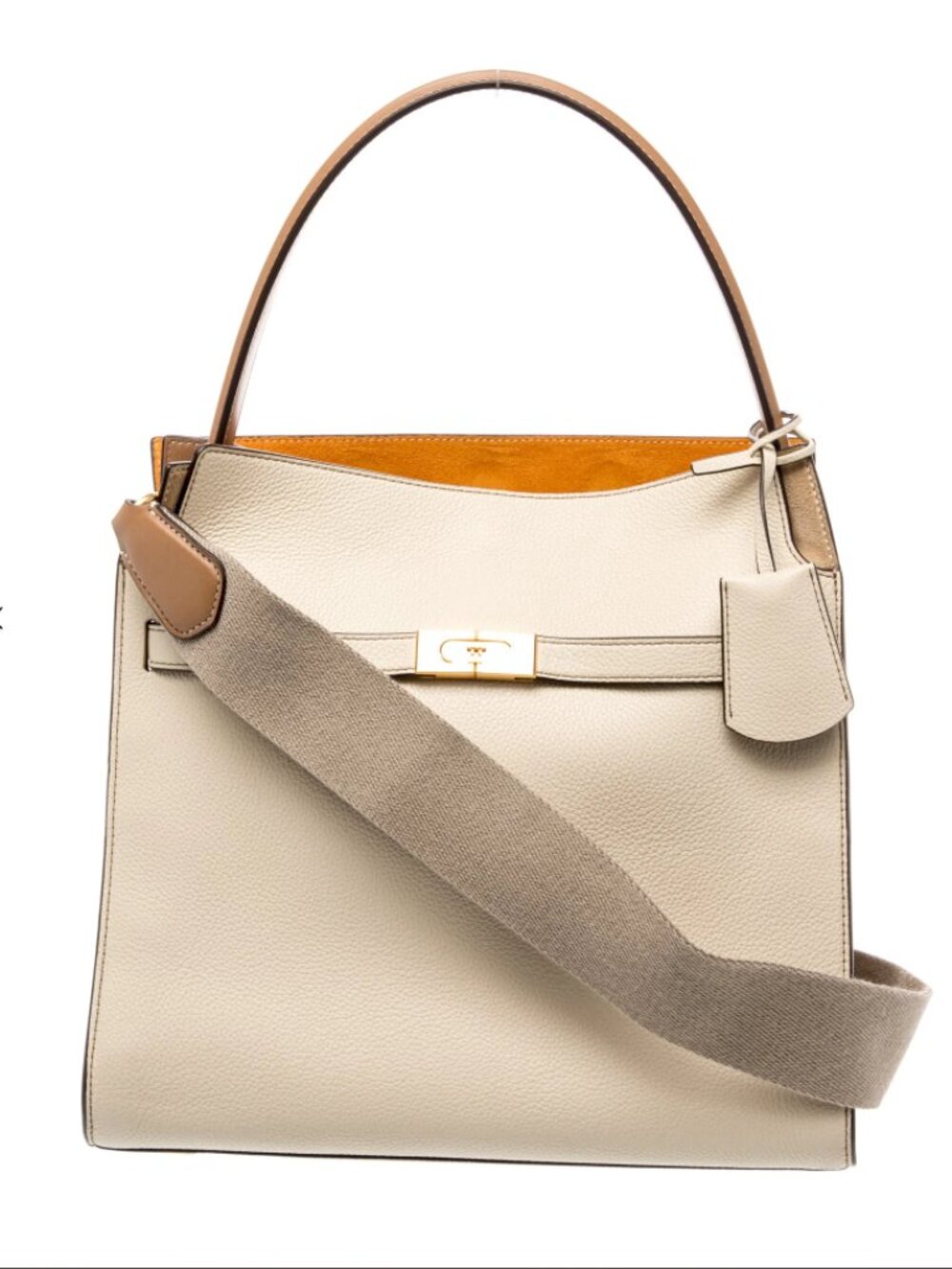 Tory Burch Lee Radziwill Large Double Bag Pebbled leather/suede in New Moon